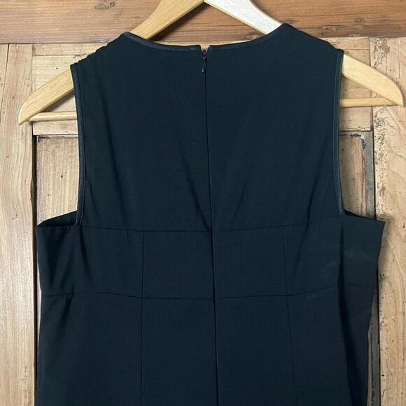 Cynthia Steffe Black Ruffle Illusion Neckline Stretch Wool Dress Size 6 - Picture 5 of 7